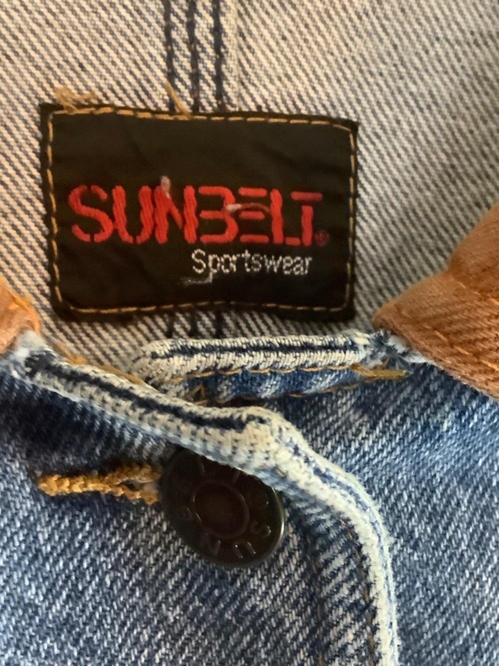 Vintage Embroidered Denim barn chore Jacket Brown Collar 1980-1990 southwestern - Picture 2 of 9